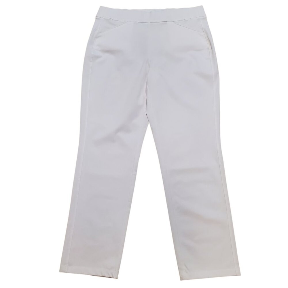 NEW CHICO'S SZ 8R (Chico's 1) Traveler Collection Crepe Pullon Ankle Pants White